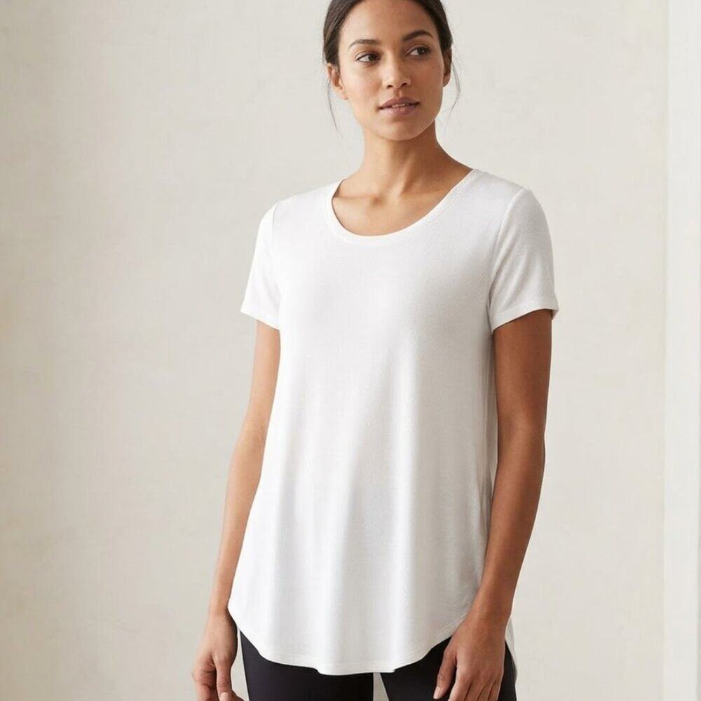 Halogen Size XS Women's White Short Sleeve Top 95% Rayon